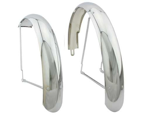 26" Classic Adjustable Balloon Fender Set Chrome.