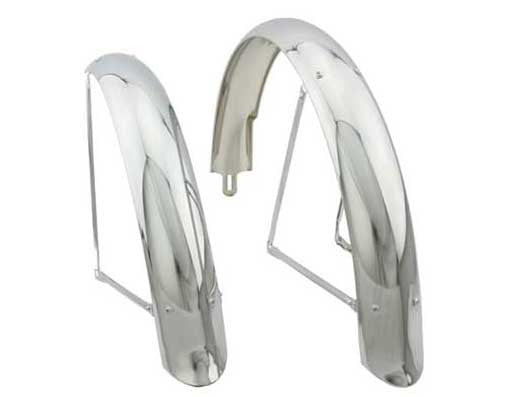 24" Flared Adjustable Balloon Fender Set Chrome.